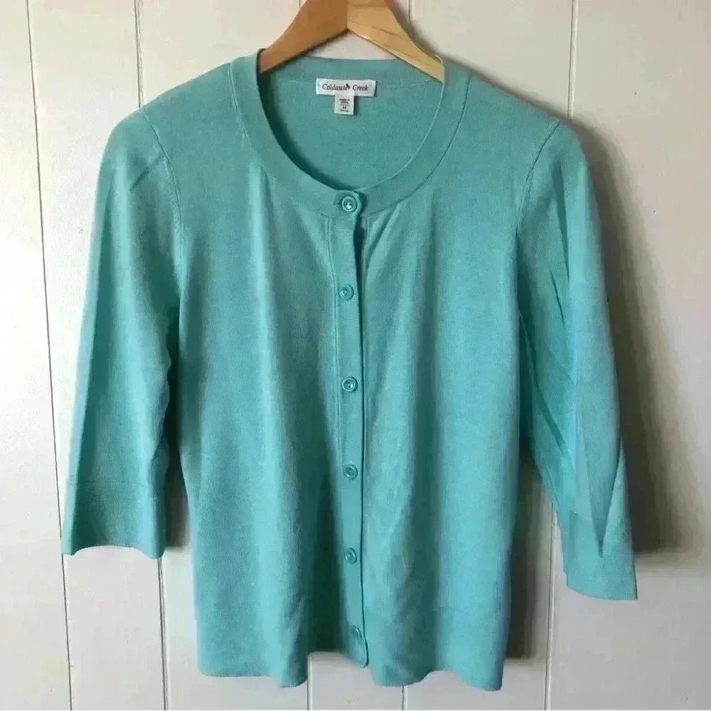 Coldwater Creek 3/4 Sleeve Silk / Cotton Blend Cardigan Size M